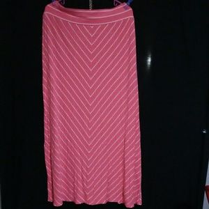 Coral & White Striped Maxi Skirt SZ 2X